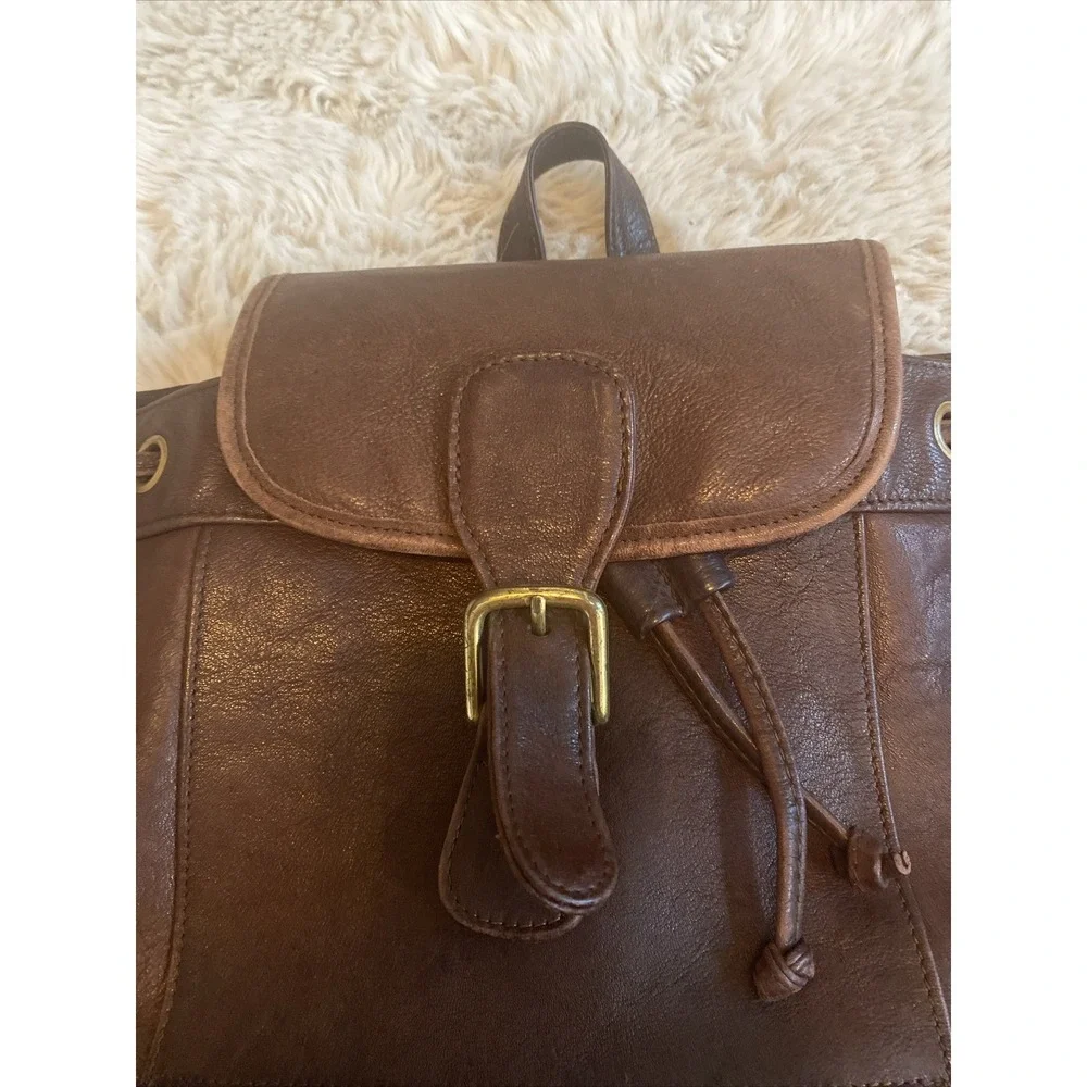 Boulder Ridge Leather Flap Backpack Brown Patina‎ Brass Hardware